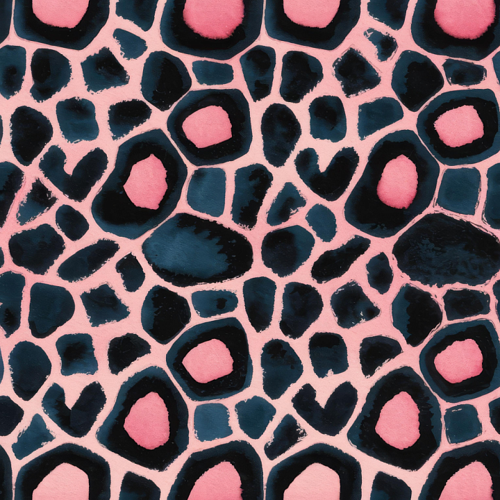 Fabric Featuring Pink and Black Leopard Print Pattern seamless PBR texture preview