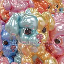 seamless Seamless 3D Inflated Glossy Balloon Dog PBR Texture in Multicolor texture 8k free download PBR