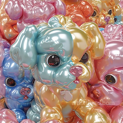 Inflated Glossy Balloon Dog PBR Texture in Multicolor seamless Inflated PBR texture
