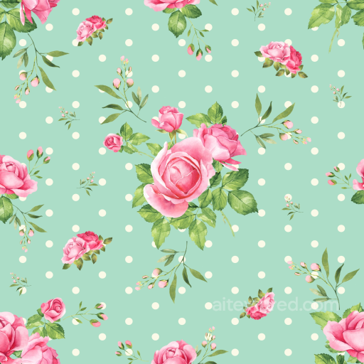 Floral Fabric Texture Featuring Pink Roses and Polka Dots seamless Wild Flower  PBR texture