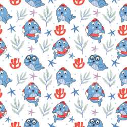 Pattern Bundle - Seamless 3D Pattern PBR Texture with Playful Cartoon Whales and Marine Motifs texture preview