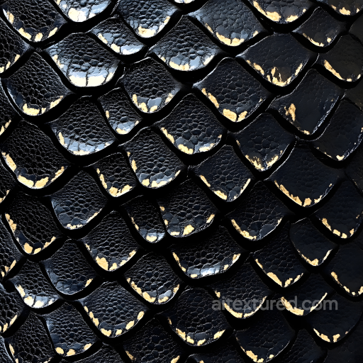 reptilian scale PBR texture with glossy black and gold detailing seamless Skin PBR texture