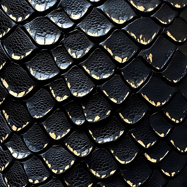 Reptilian Scale With Glossy Black And Gold Detailing seamless PBR texture preview