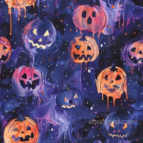 Featuring Watercolor Halloween Pumpkins in Blue and Orange Watercolor Halloween texture preview