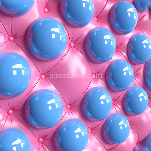 Seamless 3D Inflated Glossy Vinyl Bubble PBR Texture in Pink and Blue