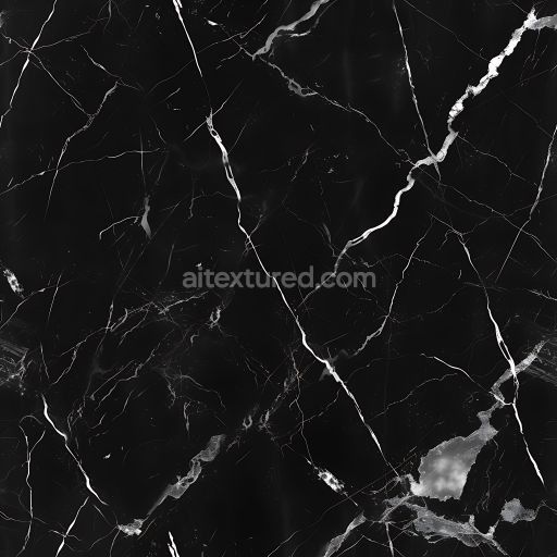 Seamless 3D PBR Black Marble Texture Featuring Bold White Veins