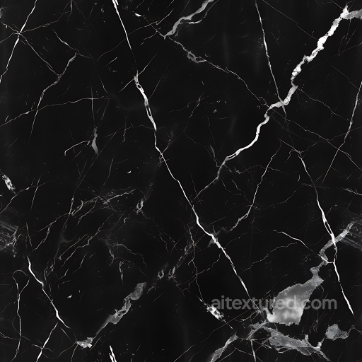 Black Marble Texture Featuring Bold White Veins seamless Marble PBR texture
