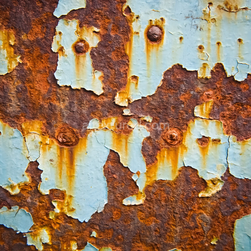 Seamless 3D Rusty Metal PBR Texture with Cracked and Peeling Blue Paint