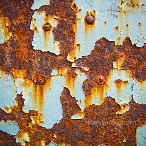 Rusty Metal PBR Texture with Cracked and Peeling Blue Paint seamless Rust PBR texture