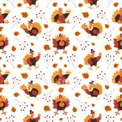 Pattern Bundle - Seamless 3D Pattern PBR Texture with Festive Turkey Motifs and Autumn Leaves texture preview