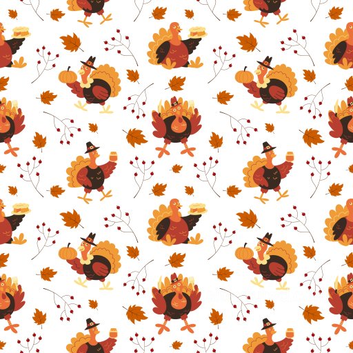 Pattern PBR Texture with Festive Turkey Motifs and Autumn Leaves seamless Pattern Bundle PBR texture