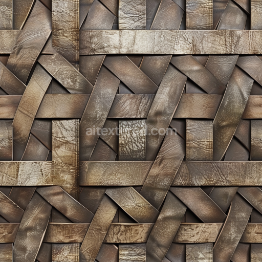 Seamless 3D PBR Woven Distressed Brown Leather Texture with Natural Grain