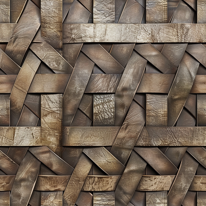 Woven Distressed Brown Leather with Natural Grain seamless PBR texture preview
