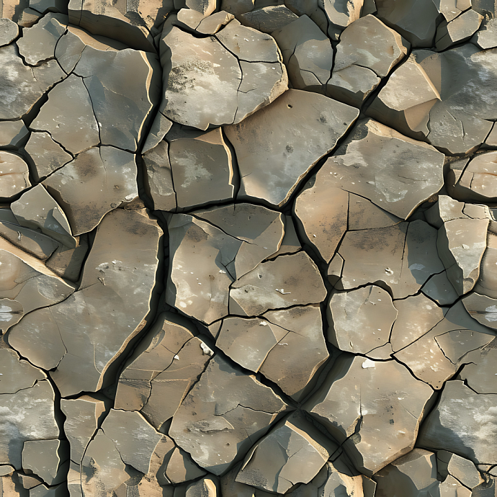 Cracked Clay Stone Ground with Weathered Surface seamless PBR texture preview