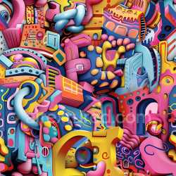 seamless Seamless 3D PBR Graffiti Texture Featuring Abstract Colorful Geometric Patterns texture 8k free download PBR