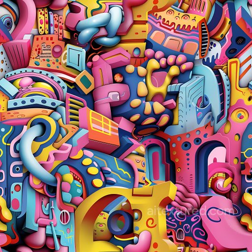 Seamless 3D PBR Graffiti Texture Featuring Abstract Colorful Geometric Patterns texture preview