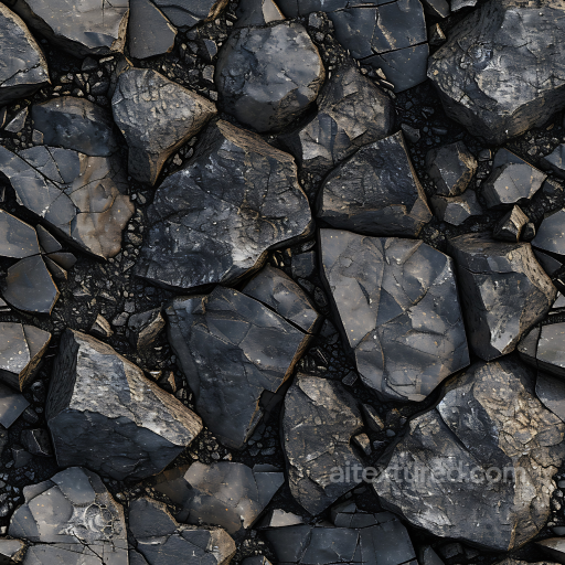 fractured basalt rock ground PBR texture with dark cracked stones seamless Stone PBR texture