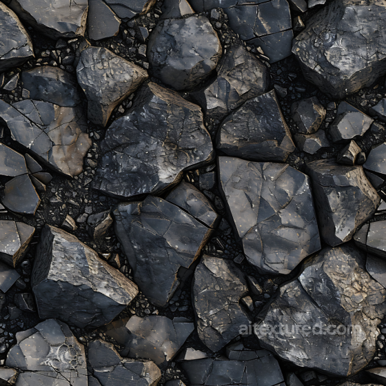 fractured basalt rock ground PBR texture with dark cracked stones Stone texture preview