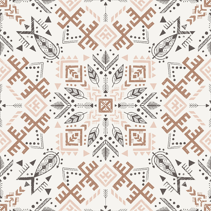 Boho Fabric With Geometric Tribal Motifs seamless PBR texture preview