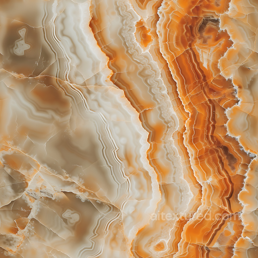 Onyx Stone PBR Texture Featuring Orange and Beige Layered Bands seamless Stone PBR texture