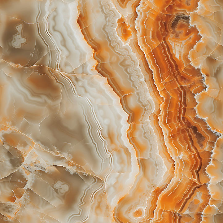 Onyx Stone Featuring Orange and Beige Layered Bands seamless PBR texture preview