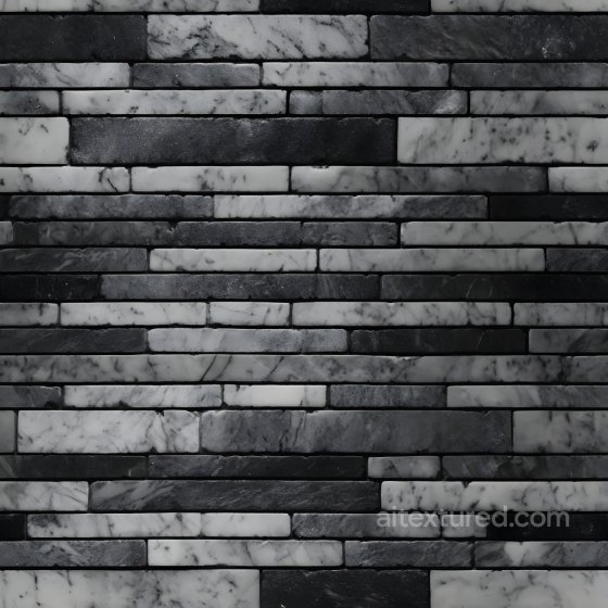 Cracked Marble Brick Wall PBR Texture with Black & White Veined Pattern Brick texture preview
