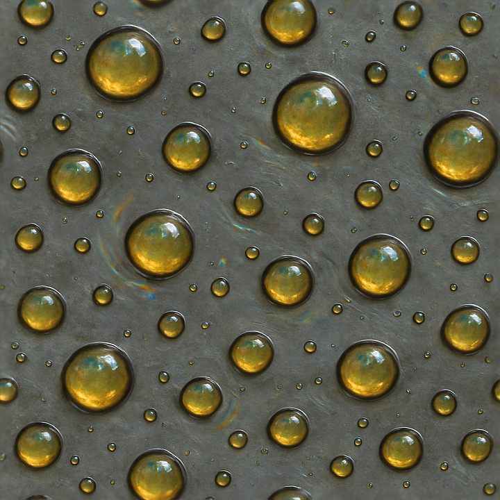 Oily Viscous Drops On Metal Surface seamless PBR texture preview