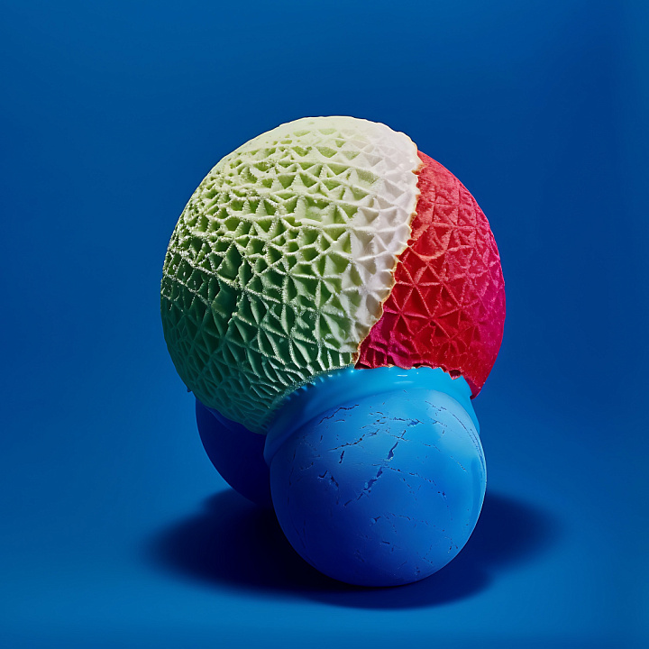 Inflated Foam Featuring Tri-Color Pattern with Geometric Indentations seamless PBR texture preview