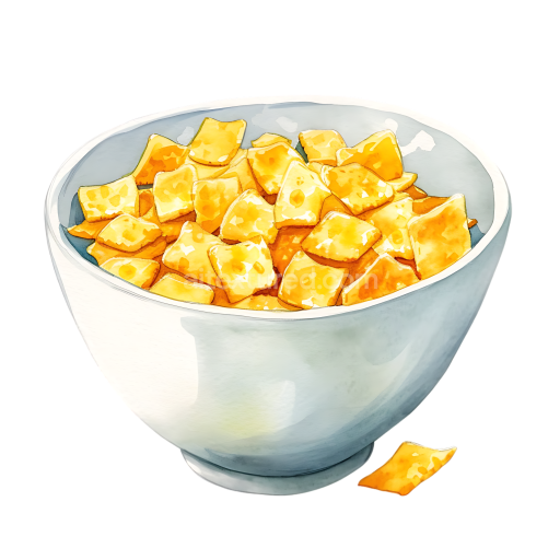 Breakfast Sweet Corn Cereal Bowl Illustration in Soft Watercolor Style