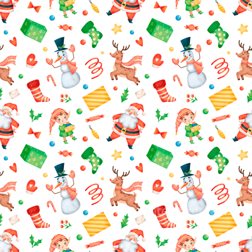 Festive Christmas Digital Paper Texture With Playful Holiday Characters seamless All Christmas Digital paper PBR texture
