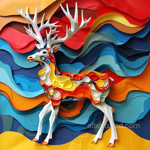 Animal - Seamless 3D PBR Texture Featuring Origami-Style Vibrant Deer Pattern texture preview
