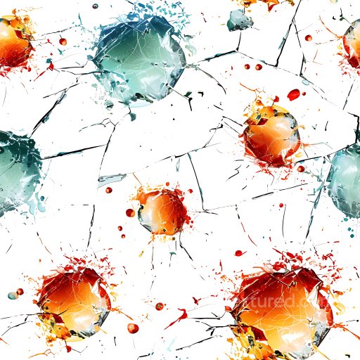Cracked & Holes Texture of Colorful Cracked and Holes Glass Surface with Splattered Paint seamless Cracked & Holes PBR texture