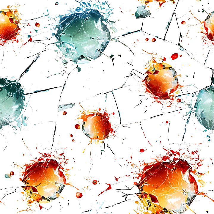 Cracked & Holes of Colorful Cracked and Holes Glass Surface with Splatt… seamless PBR texture preview