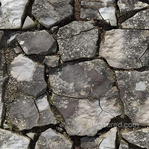 Weathered Stone Ground Texture with Moss and Cracking Detail seamless Stone PBR texture
