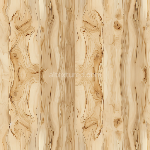 Seamless 3D PBR Texture of Light Knotted Wood Planks with Distinct Grain Patterns
