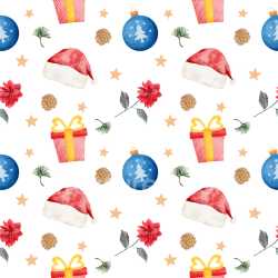 Pattern Bundle - Seamless 3D Pattern PBR Texture Featuring Watercolor Christmas Icons & Festive Motif Repe… texture preview