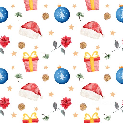 Pattern PBR Texture Featuring Watercolor Christmas Icons & Festive Motif Repeat seamless Pattern Bundle PBR texture