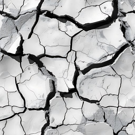 Cracked Dry Earth Texture With Deep Fissures And Light Gray Tones seamless Cracked & Holes PBR texture