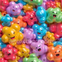 seamless Seamless 3D Inflated PBR Texture with Colorful Smiling Puffy Characters texture 8k free download PBR