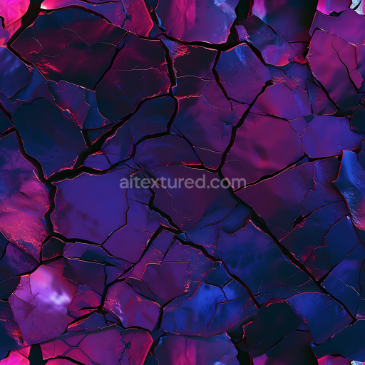 Seamless 3D Cracked Glossy Painted Surface PBR Texture in Violet and Blue