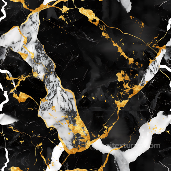 Black Marble PBR Texture with Elegant Gold Veins and White Highlights Marble texture preview