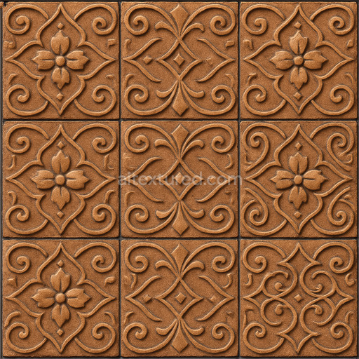Patterned Clay Tiles Texture Seamless 1024X1024