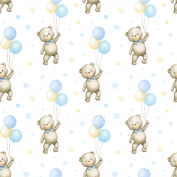 seamless Seamless 3D PBR Texture of Cartoon Teddy Bears with Balloons Pattern texture 8k free download PBR