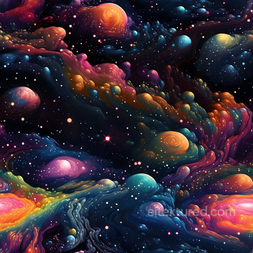 Space Texture Featuring Vibrant Abstract Cosmic Nebula and Starfield seamless Star, space, planets PBR texture
