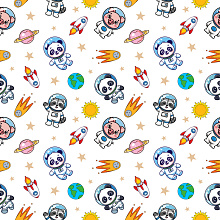 Seamless 3D Pattern PBR Texture Featuring Playful Space Animals and Cartoon Motifs texture preview