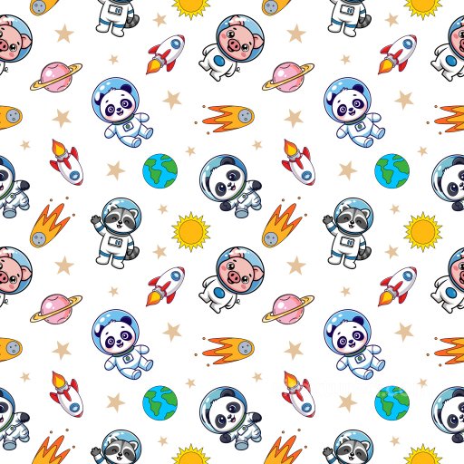 Pattern PBR Texture Featuring Playful Space Animals and Cartoon Motifs seamless Pattern Bundle PBR texture