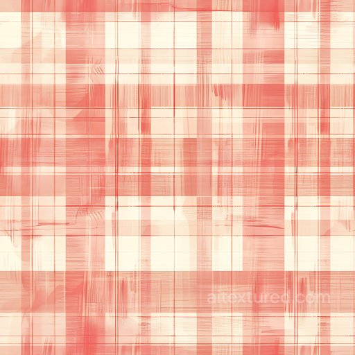 Seamless 3D PBR Texture of Subtle Coral Red and Cream Plaid Pattern texture preview