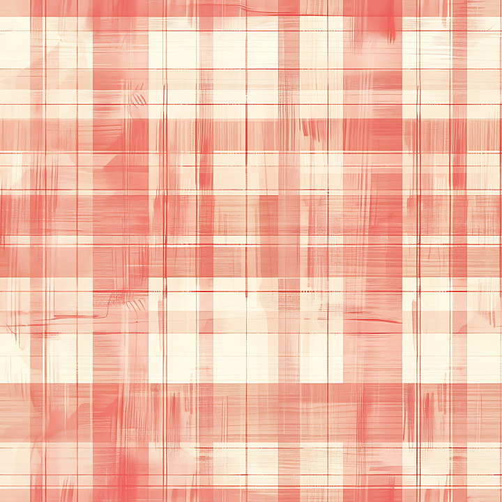 Subtle Coral Red and Cream Plaid Pattern seamless PBR texture preview