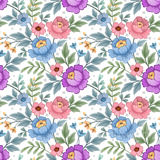 Floral Fabric Texture with Vibrant Multicolor Flowers seamless Floral  PBR texture