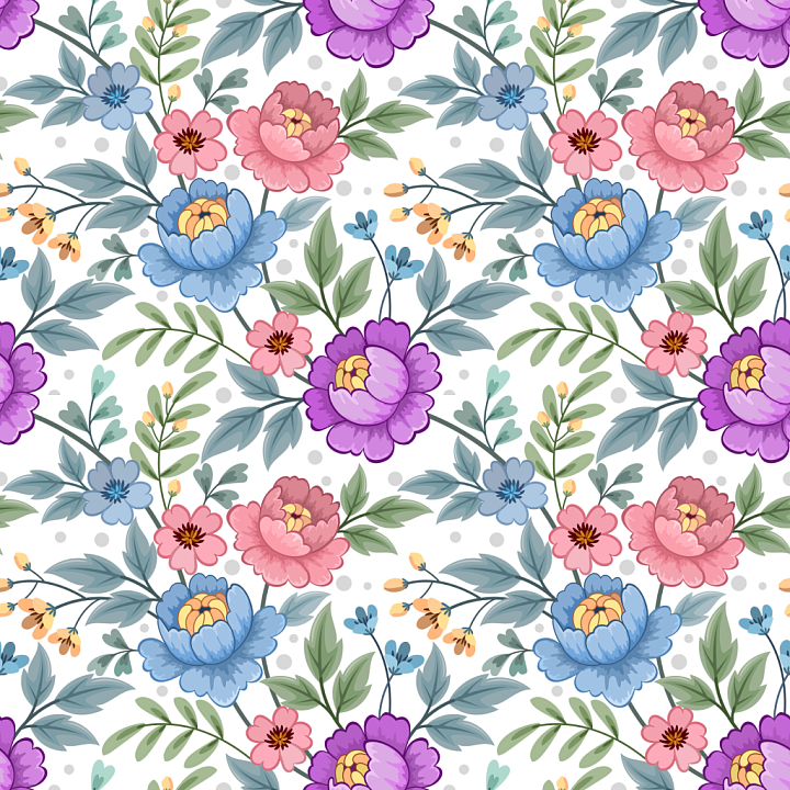Floral Fabric with Vibrant Multicolor Flowers seamless PBR texture preview